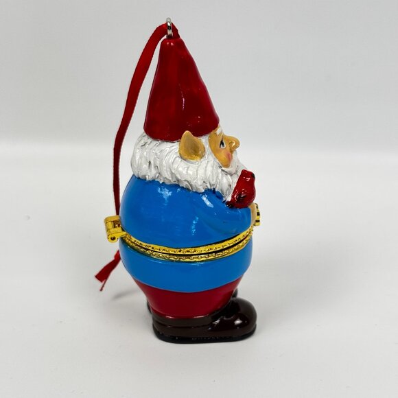 Blue Santa Gnome Porcelain Box Hinged Trinket Box Christmas Ornament - Picture 2 of 8